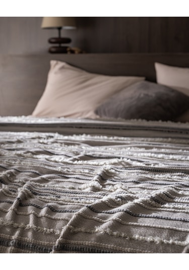 Madame Coco Montjalin Çift Kişilik Yatak Örtüsü - Gri 8684427145388 Gri