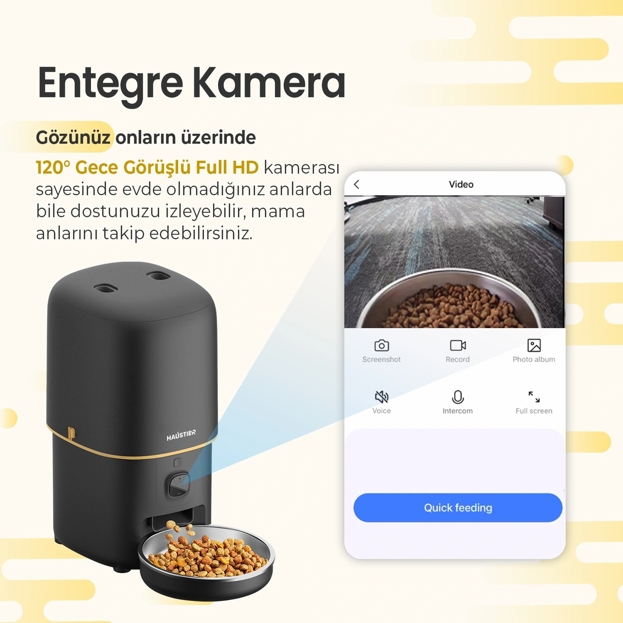 Haustier Pf05 Siyah Kameralı 1080p Fhd Akıllı Mama Kabı