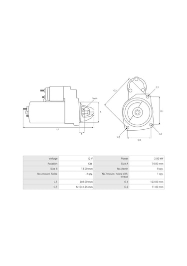 12v Marş Motoru 9 Diş 2 Kw Toyota Aurıs/corolla/yarıs 1.4 D-4d Dizel 2011-2018