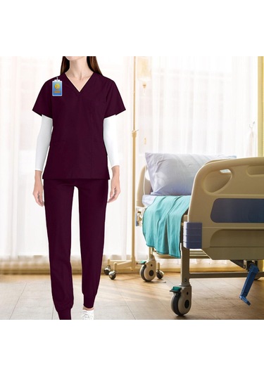 Suntek Hemşirelik Üniformaları Fırçalama Xxl-koyu-kırmızı