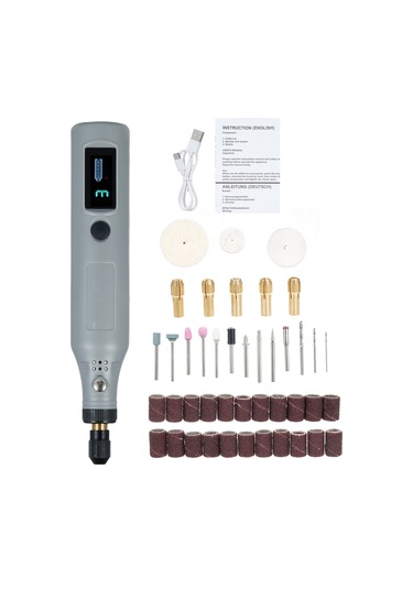 Moveevo Siyah/gri Renk Seçenekli, 3.7v Çıkış Gerilimli, 1500mah Pil Kapasiteli, 3 Vitesli Döner Alet Seti