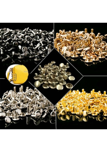 50 Takım 6-12mm Çift Taraflı Perçin Yuvarlak Çift Kapaklı Perçin Deri El Sanatları Saplama Onarım Aracı Dıy Seti Mıx 9x8mm