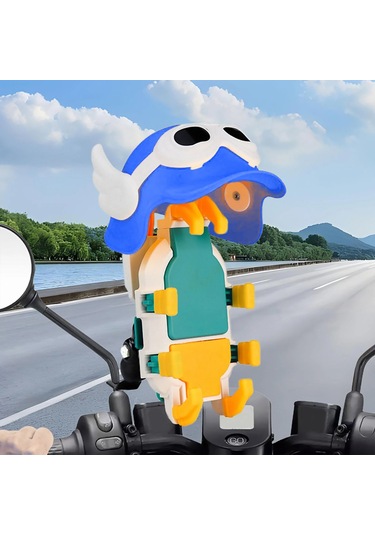 Motosiklet Telefon Tutucu Ayna Bağlantılı Titreşim Modüllü Güneş Ve Yağmur Koruma Blue