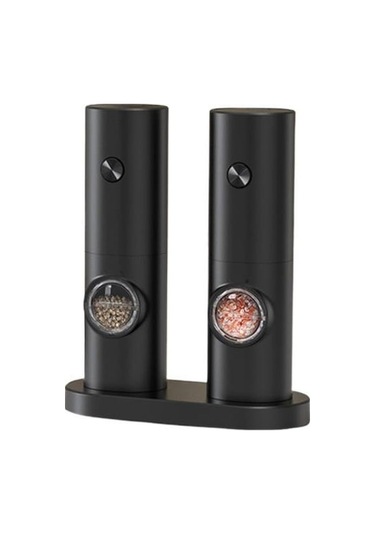 Novahub Elektrikli Tuz Ve Karabiber Öğütücü Pille Çalışan Kaba Öğütme Değirmeni Led Işıklı Otomatik Tuz Değirmeni Mutfak Barbeküsü İçin Siyah Siyah