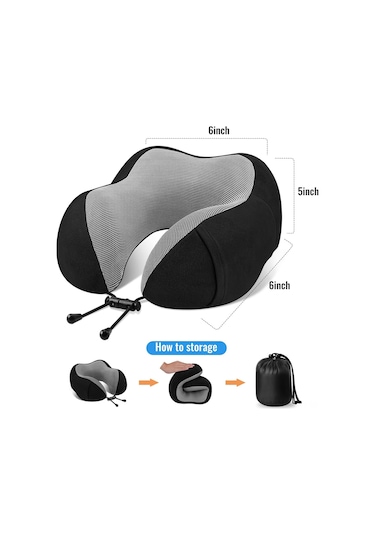 Monyee Yolculuk Boyun Yastığı, Hafıza Köpük, U-kalpli, Ayarlanabilir, Nefes Alıcı Kumaş, Uçak-araba-ofis-ev Kullanıma Uygun Diğer