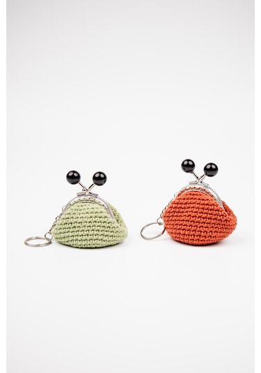 Fabric Craft Bag Mini Bozuk Para Cüzdanı Anahtarlık Klipsli Yeşil