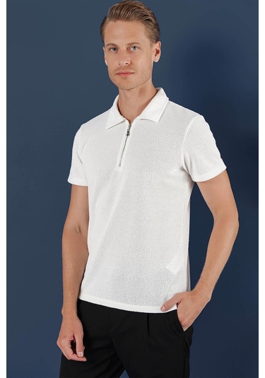 Ts 871 Slim Fit Ekru Spor T-shirt Ekru