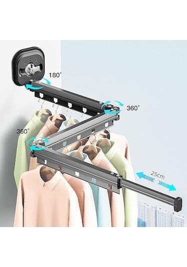 Besthome1 Pratik Katlanır Vakumlu Çamaşır Kurutma Askısı 180/360 Derece, Uzun Ömürlü, Dayanıklı Gri