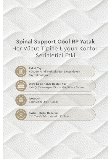 Yataş Bedding Spinal Support Cool RollPack Pocket Yaylı Ortopedik Yatak 160x200 cm