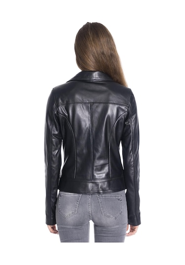 Derinss Dka2048 Hakiki Deri Kadın Siyah Mont