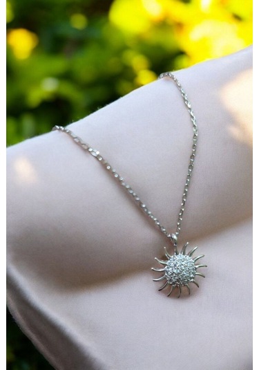 Modagümüşevi 925 Ayar Gümüş Güneş Kolye, Gümüş Kadın Kolye, Güneş Kolye