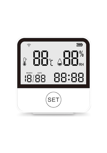 Geeksen Beyaz Wifi Sıcaklık Nem Sensörü - Akıllı Uygulama İle Uzaktan İzleme, Sıcaklık Alarmı Ve Geçmiş Veri Kaydı Pil Dahil Değil Beyaz