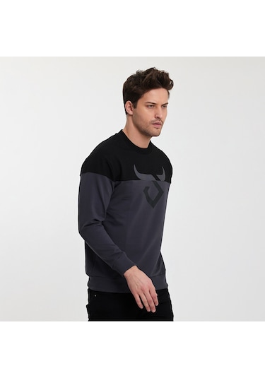 Twobull HELSİNKİ Erkek  Siyah / Füme Sweatshirt
