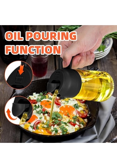 Besthome1 470ml Siyah Cam Yağ-soya Sulandırıcı, Pratik 2'li Fonksiyonlu Çok Renkli