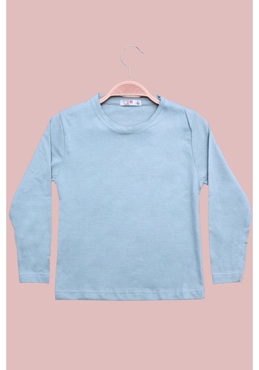 Düz 0 Yaka Uzun Kol Unisex Çocuk Mint Yeşili Sweatshirt Mint Yeşili