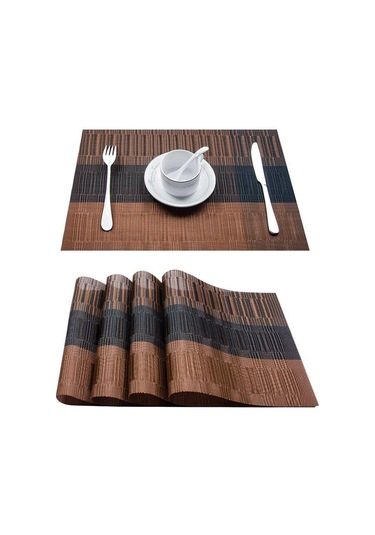 Kahverengi 4 Adet Set Masa Mat Geometrik Pvc Placemat Mutfak Masa Örtüleri Ped Fincan Bardak Kahve Yemek Masası Peçeteler Ev Dekor Kahverengi