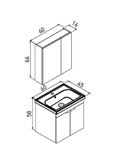 Orka Desna 60 Cm Mat Beyaz Banyo Dolabı Alt Modül Lavabo Beyaz