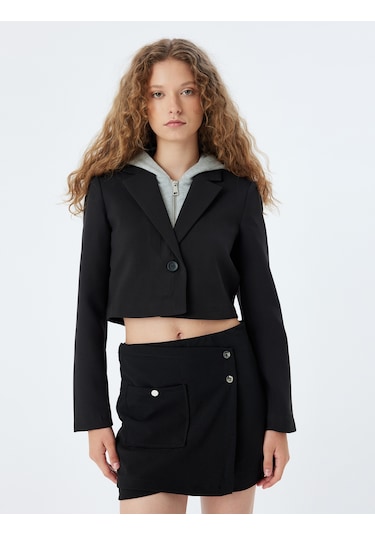Koton Mini Şort Etek Çıtçıt Düğme Detaylı Cepli Slim Fit Siyah 5wal70003ık Siyah
