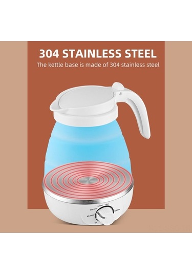 Ulzyvf Katlanabilir Seyahat Su Isıtıcısı - 0.6l 5 Ayar Sıcaklık Kontrollü, Pratik Çay Kahve Ve Bebek Sütü İçin 110 Karakter Mavi Mavi