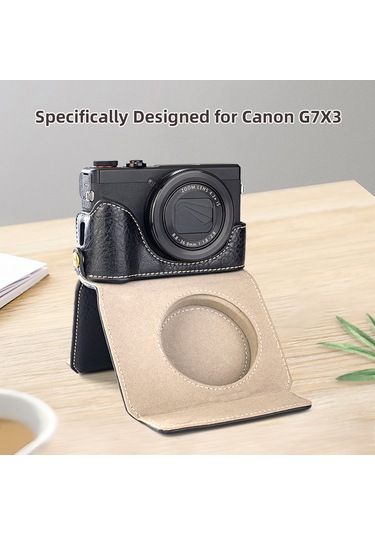 Gajeena Kamera Korumalı Çanta Pu Malzeme Manyetik Kilitli Detachable Askılı Kayışlı Canon G7x2/g7x3 Uyumlu Siyah