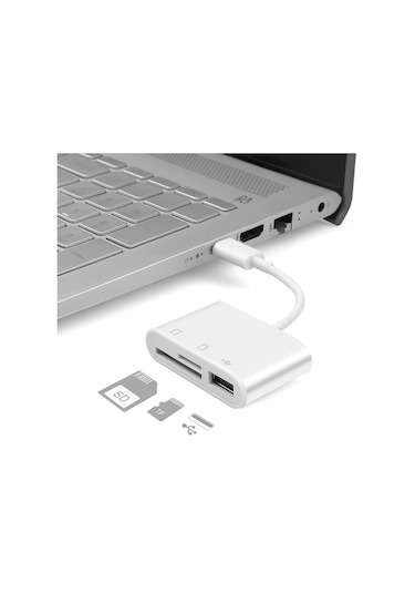 Usb Type C To Sd Microsd Tf Kart Okuyucu Usb 3in1 Çevirici Dönüştürücü Adaptör