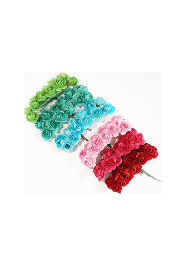 Hangfox El Yapımı Mor Kağıt Gülleri - 12 Demet 12 Adet/demet - 2.5 Cm Çaplı - Düğün, Parti Ve Dekorasyon İçin