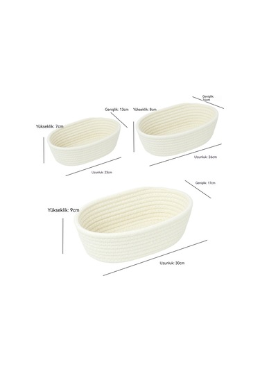 Yystore Oval Saklama Sepeti Pamuk Halat Dokuma M030-1344 Çok Amaçlı Organizasyon