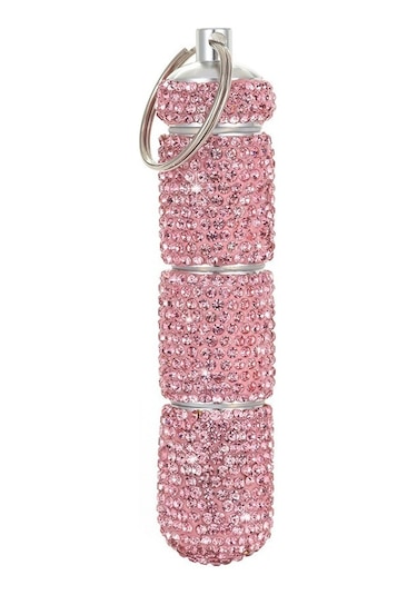 3'ü 1 Arada Bling Hap Kutusu Taşınabilir Mini Yapay Elmas Hap Kutusu 3 Bölmeli Ins Style Küçük Hap Tutucu Seyahat Düzenleyici Pembe,