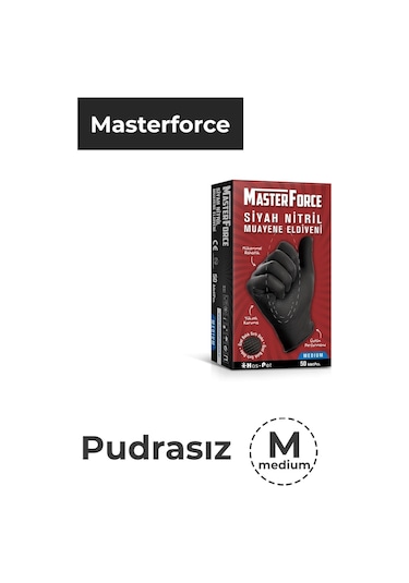 Has-Pet Masterforce Siyah Nitril Eldiven M (Medium) Beden 50'...