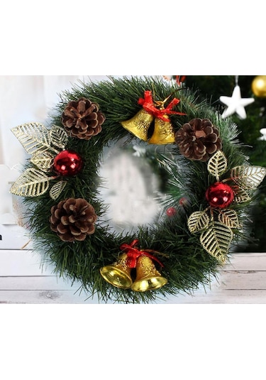 Yılbaşı Kapı Süsü Yılbaşı Temalı Kapı Çelengi 24 CM