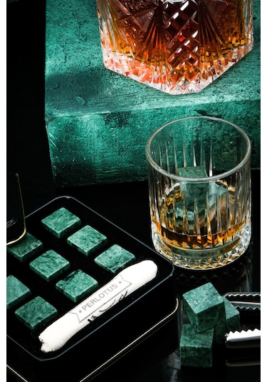 Perlotus Doğal Mermer Granit 9 Adet Viski Taşı Soğutma Taşı