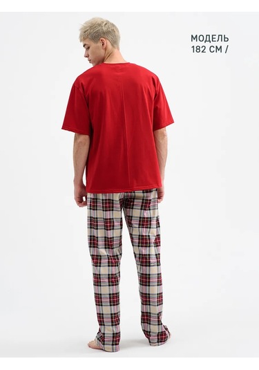 Sunnydress Official Oversize Pamuklu Pijama Pantolonlu Kedi Desenli 279638356 Bordo