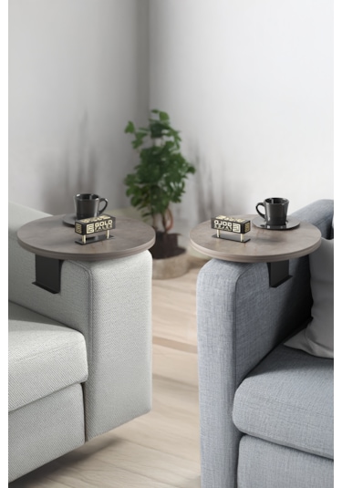 İkili Yan Sehpa Ayarlanabilir Tepsi Yuvarlak Gordion