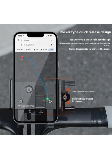 Tongxida Yp0715080 Alüminyum Telefon Tutucu, Siyah, Bisiklet Montajı, Bisiklet Gps Braketi, Uygun Siyah