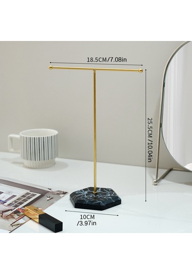 Altın Ve Siyah Taban T Şeklinde Mücevher Standı, Çıkarılabilir Yoğunluklu Tahta Tabanı A