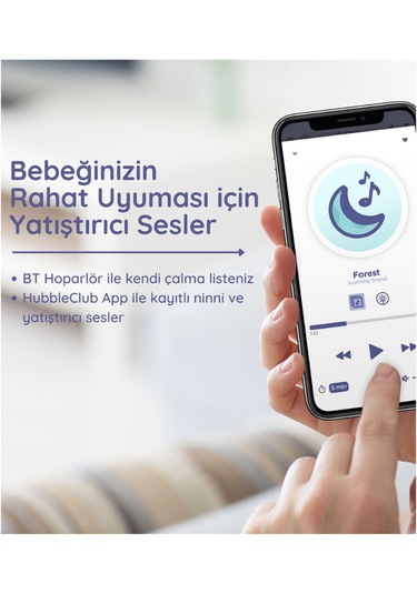 Hubble Eclipse Plus Bebek Telsizi Ninni Çalar Bluetooth Speaker Gece Lambası Gri / Gri