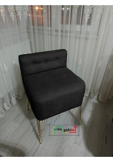 Ultra Lüks Metal Ayak Alda Lokum Puf Gold Sarı