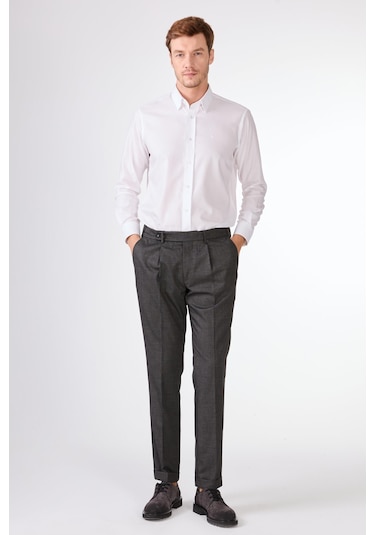 Dufy Antrasit Düz Slim Fit Casual Erkek Pantolon Antrasit