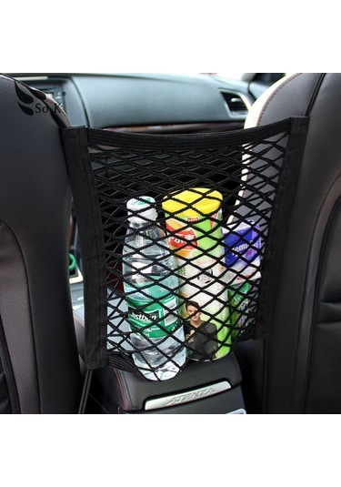 jmsstore 1 Adet Araba İç Aksesuarları Siyah Koltuk Arkası Depolama Elastik Örgü Net Çanta Arasında Bagaj Tutucu Cep