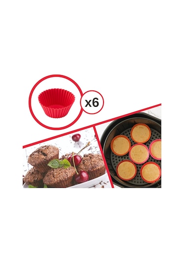 Silicolife Airfryer Silikon Kek Muffin Kalıbı 6’lı, Tüm Hava Fritözleriyle Uyumlu