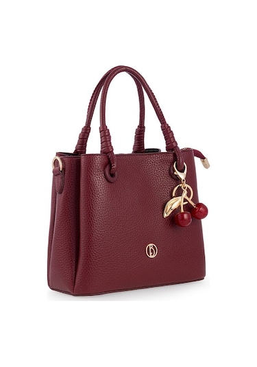 Bilik Deri Logo Detaylı Bordo Kadın El Çantası Riv 145-r Bordo