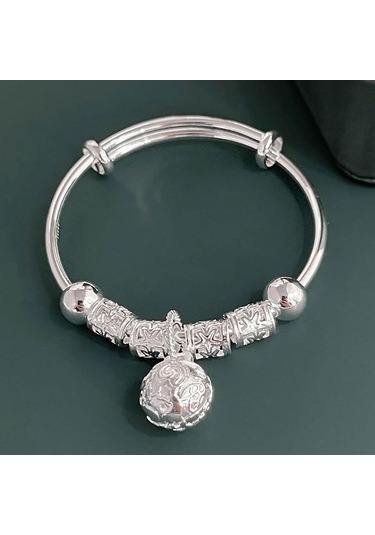 Dancemonkey Boyutu Ayarlanabilir Çan Transfer Boncuk İçi Boş Saray Çan Bilezik Gümüş