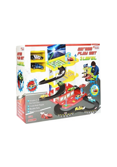 Dede 3 Katlı Garaj Otopark Oyun Seti + 8 Parça Araba