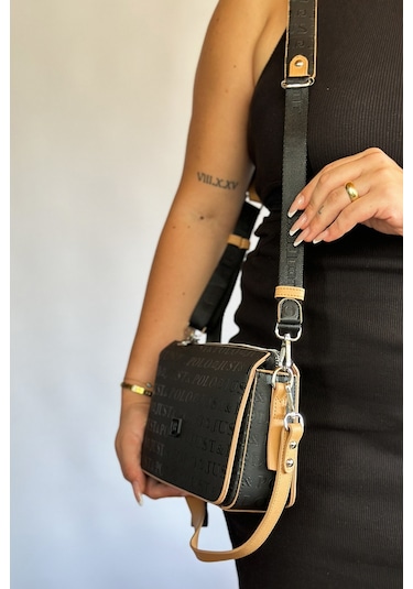 Jps-orta Boy Spor Model Çok Bölmeli 2 Asklı Kadın Çapraz Omuz Çantası 4036 - Siyah Taba Kombin Siyah - Taba