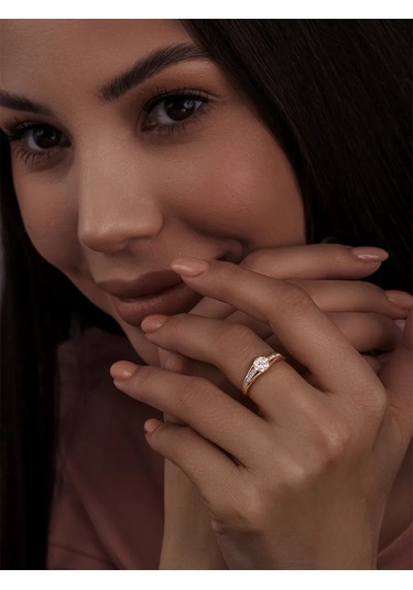 Veronika 925 Ayar Gümüş Altın Kaplanlı Fiyanit Taşlı Nikah Yüzüğü 268439643 Altın