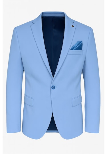Açık Mavi Erkek İtalyan Kesim Tek Düğmeli Blazer Ceket Günlük Ve Şık Kombinler İçin Açık Mavi