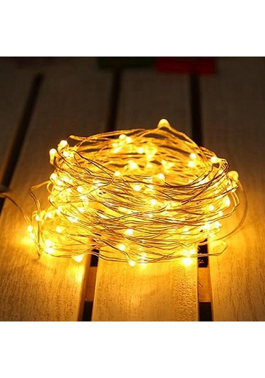 Skycity Müzik Ve Ses Kontrollü Bakır Tel Led Işık Zinciri 10m 100 Işık, 12 Modlu, Akıllı Zamanlayıcı, Uzaktan Kumanda, Sıcak Beyaz, Pillerle Çalışır, Festivite Dekorasyonu Sıcak Beyaz