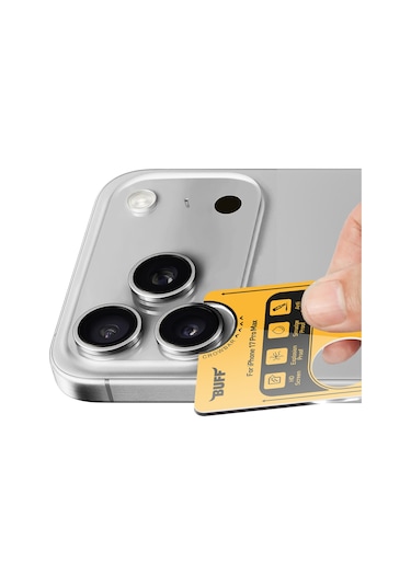 Buff Apple Uyumlu iPhone 17 Pro Max Metal Kamera Lens Koruyucu Silver Gümüş