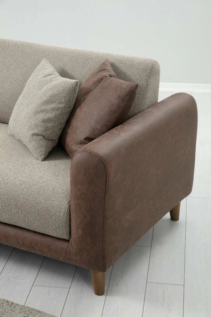 Sare 3lü Koltuk Kahve Açık Kahverengi