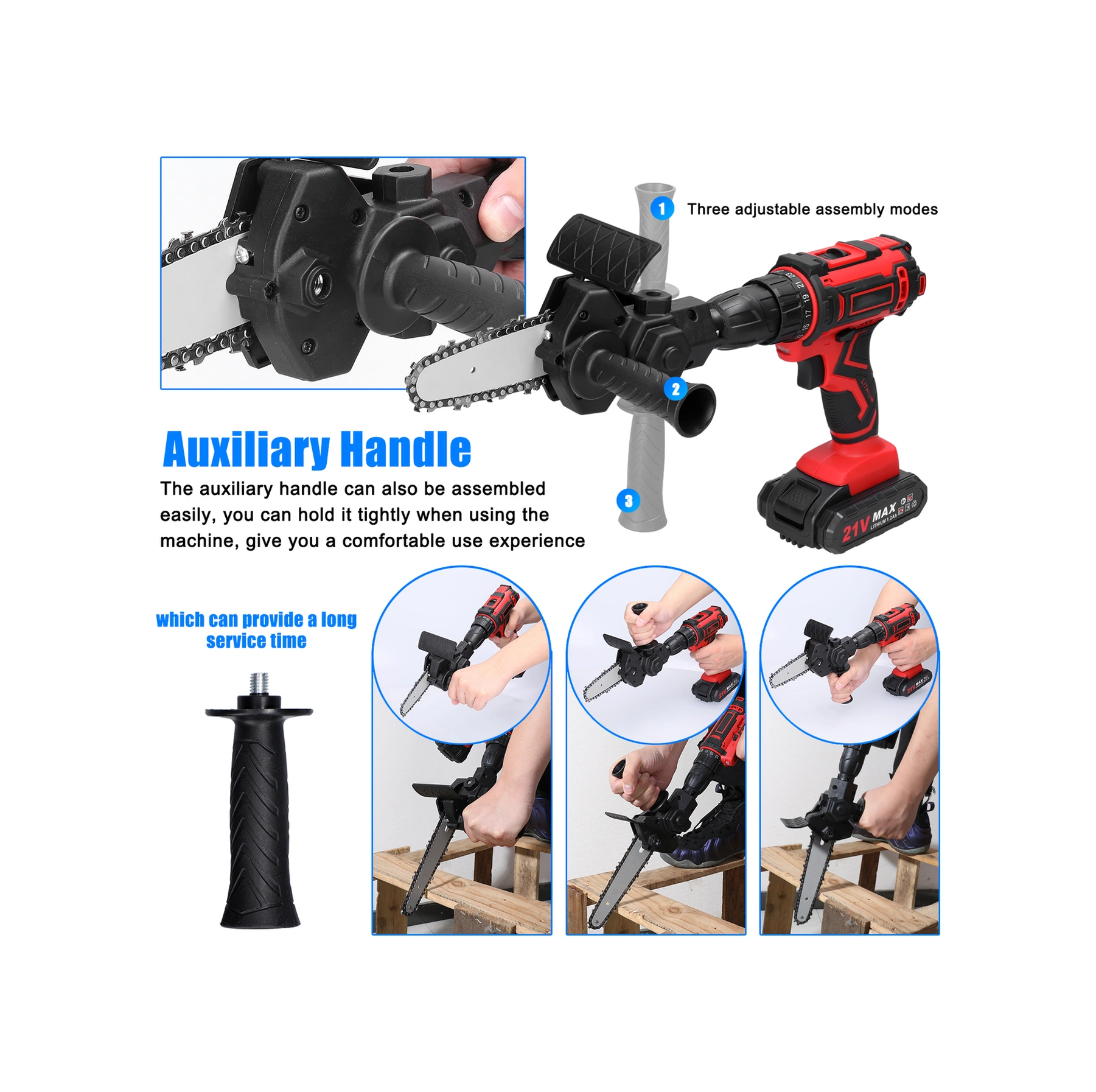 Hombey 4 İnç Elektrik Matkap Dönüştürücü, Zincirli Testere Aksesuar Seti, Ahşap İşleri, Mini, Portatif, Turuncu